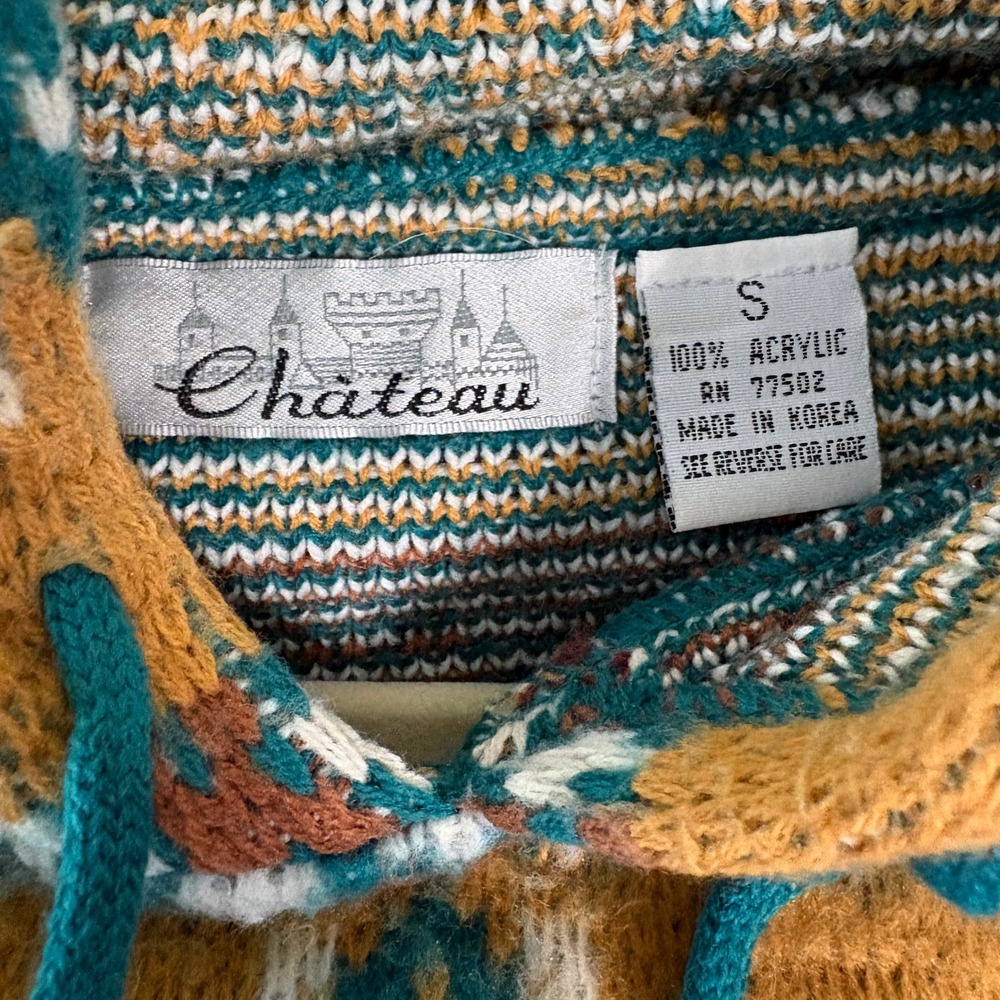 Vintage Chateau Sweater Hoodie Womens S Multicolor Aztec Geometric Retro‎ Boho - Picture 5 of 8